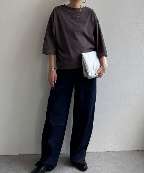 LBC（エルビーシー）の「スリーブレースカットプルオーバー（Tシャツ/カットソー・レディース・ブラウン/ブラック/ホワイト・M）」の12枚目の写真