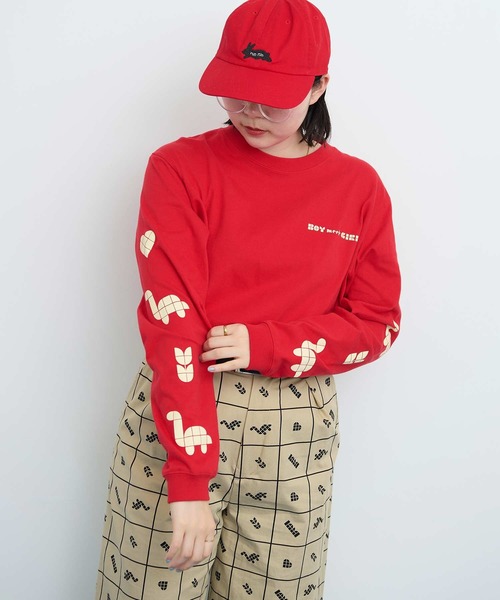 I am I in fact...（アイアムアイインファクト）の「●Favorite Motif ロンT（Tシャツ/カットソー・レディース・レッド/グレー・FREE）」の5枚目の写真