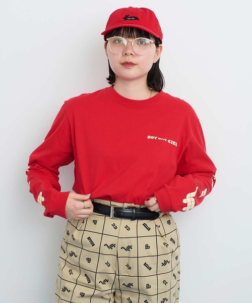 I am I in fact...（アイアムアイインファクト）の「●Favorite Motif ロンT（Tシャツ/カットソー・レディース・レッド/グレー・FREE）」の9枚目の写真