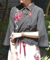 axes femme | 彼岸花刺繍ショートシャツ(シャツ/ブラウス)