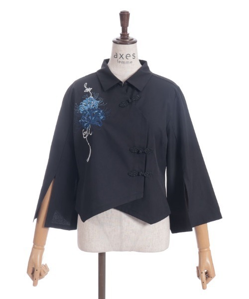 axes femme（アクシーズファム）の「彼岸花刺繍ショートシャツ（シャツ/ブラウス・レディース・ブラック/ネイビー/キナリ・FREE）」の11枚目の写真