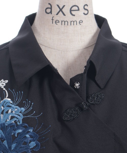 axes femme（アクシーズファム）の「彼岸花刺繍ショートシャツ（シャツ/ブラウス・レディース・ブラック/ネイビー/キナリ・FREE）」の14枚目の写真