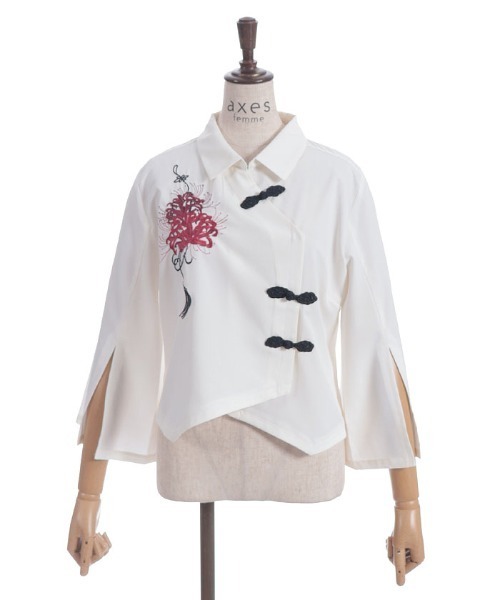 axes femme（アクシーズファム）の「彼岸花刺繍ショートシャツ（シャツ/ブラウス・レディース・ブラック/ネイビー/キナリ・FREE）」の20枚目の写真