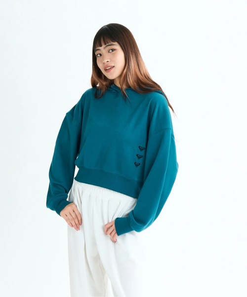 ROXY(ロキシー)の「TRIPLE HEARTS HOODIE/ロキシー速乾UVケアショート丈プルオーバーパーカー・フーディー(パーカー・レディース・グリーン/ホワイト/ブラック・LARGE/MEDIUM/SMALL)」の13枚目の写真