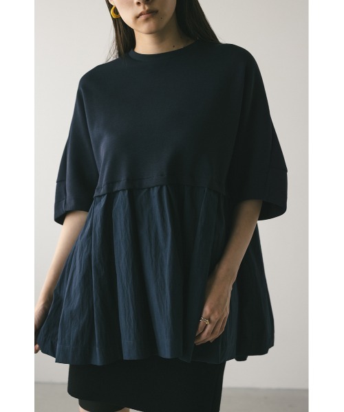 STYLEMIXER(スタイルミキサー)の「フォルムスリーブフレアトップ(Tシャツ/カットソー・レディース・ネイビー/ホワイト/ライトイエロー・FREE)」の2枚目の写真