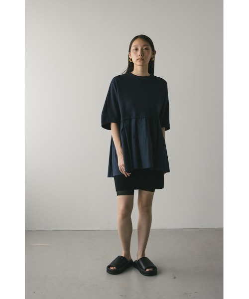 STYLEMIXER(スタイルミキサー)の「フォルムスリーブフレアトップ(Tシャツ/カットソー・レディース・ネイビー/ホワイト/ライトイエロー・FREE)」の13枚目の写真