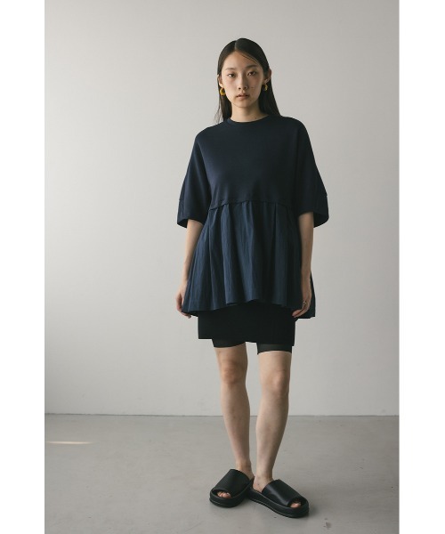 STYLEMIXER(スタイルミキサー)の「フォルムスリーブフレアトップ(Tシャツ/カットソー・レディース・ネイビー/ホワイト/ライトイエロー・FREE)」の14枚目の写真