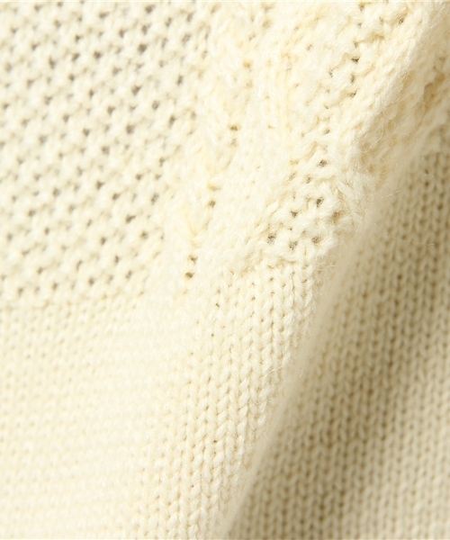 CIAOPANIC（チャオパニック）の「【Ciaopanic】　アラン編み替えタートルネック（ニット/セーター・メンズ・アイボリー/オリーブ・MEDIUM/LARGE）」の8枚目の写真
