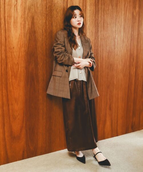 le.coeur blanc(ルクールブラン)の「グレンチェックダブルブレストジャケット(その他アウター・レディース・ブラウン系その他2/ブルー系その他4・38)」の9枚目の写真