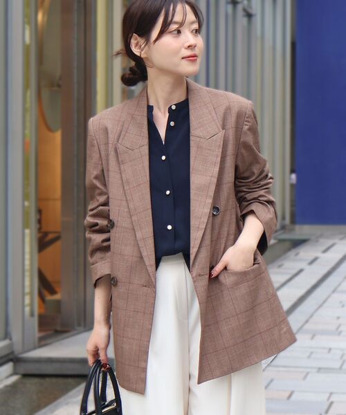 le.coeur blanc(ルクールブラン)の「グレンチェックダブルブレストジャケット(その他アウター・レディース・ブラウン系その他2/ブルー系その他4・38)」の10枚目の写真