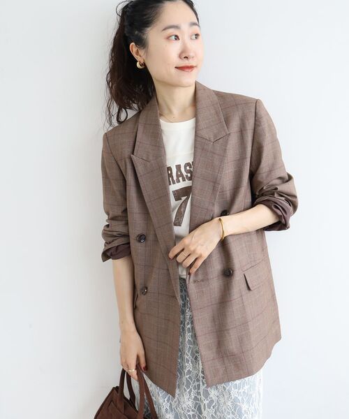le.coeur blanc(ルクールブラン)の「グレンチェックダブルブレストジャケット(その他アウター・レディース・ブラウン系その他2/ブルー系その他4・38)」の13枚目の写真