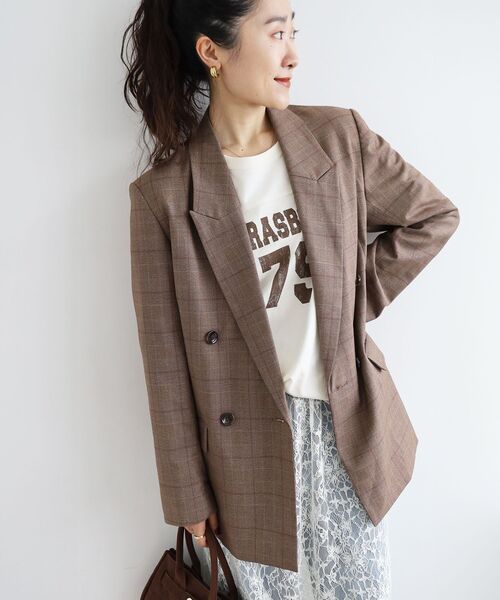 le.coeur blanc(ルクールブラン)の「グレンチェックダブルブレストジャケット(その他アウター・レディース・ブラウン系その他2/ブルー系その他4・38)」の14枚目の写真