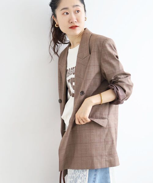le.coeur blanc(ルクールブラン)の「グレンチェックダブルブレストジャケット(その他アウター・レディース・ブラウン系その他2/ブルー系その他4・38)」の16枚目の写真