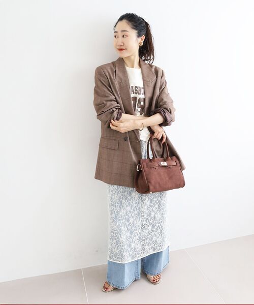 le.coeur blanc(ルクールブラン)の「グレンチェックダブルブレストジャケット(その他アウター・レディース・ブラウン系その他2/ブルー系その他4・38)」の19枚目の写真