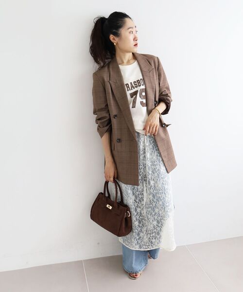 le.coeur blanc(ルクールブラン)の「グレンチェックダブルブレストジャケット(その他アウター・レディース・ブラウン系その他2/ブルー系その他4・38)」の21枚目の写真