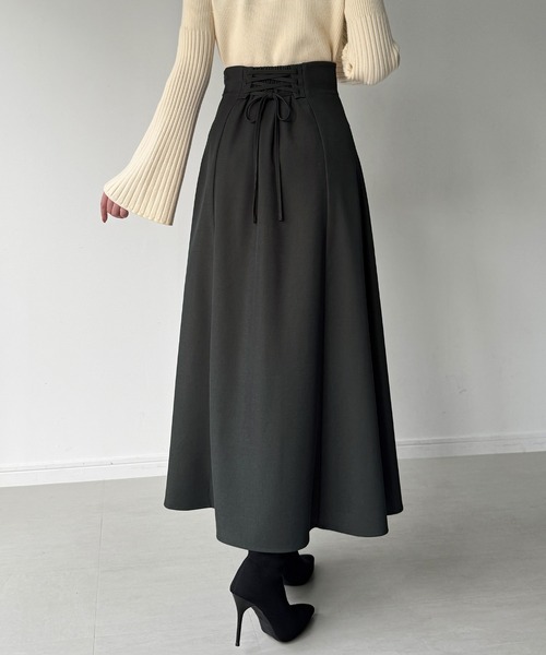 セール】ラッフルレースアップスカート(裏地なし)（スカート）｜JUNOAH