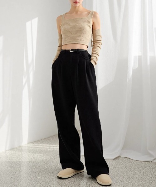 cammie(キャミー)の「ウエストタックワイドパンツ(その他パンツ・レディース・ベージュ/オフホワイト・M/L)」の7枚目の写真