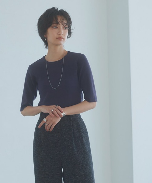 RASW(ラス)の「ビスコース半袖リブニット(ニット/セーター・レディース・グレー系その他/ダークネイビー・M/L)」の18枚目の写真