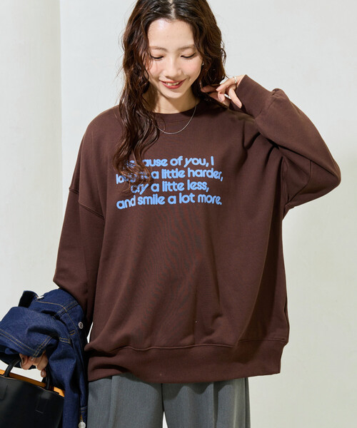 FREAK'S STORE（フリークスストア）の「限定展開　フロッキー ロゴ プリント 裏毛 スウェット（スウェット・レディース・ブラック/ナチュラル/ダークブラウン/ブルー/グレー・ﾌﾘ-）」の4枚目の写真