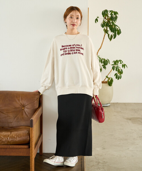 FREAK'S STORE（フリークスストア）の「限定展開　フロッキー ロゴ プリント 裏毛 スウェット（スウェット・レディース・ブラック/ナチュラル/ダークブラウン/ブルー/グレー・ﾌﾘ-）」の12枚目の写真