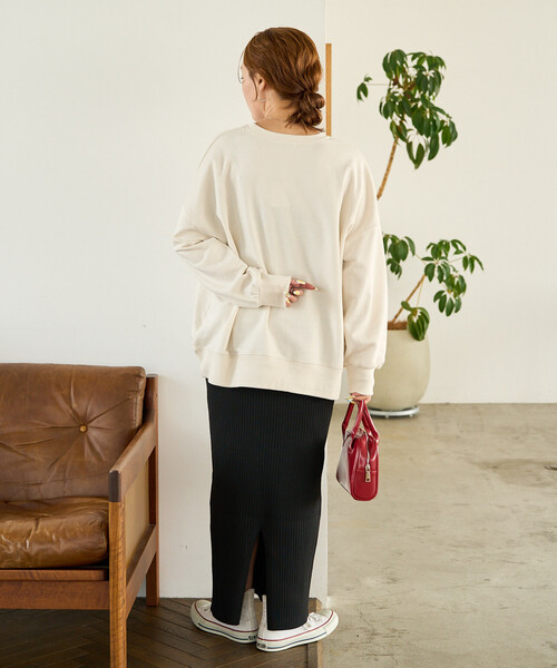 FREAK'S STORE（フリークスストア）の「限定展開　フロッキー ロゴ プリント 裏毛 スウェット（スウェット・レディース・ブラック/ナチュラル/ダークブラウン/ブルー/グレー・ﾌﾘ-）」の14枚目の写真