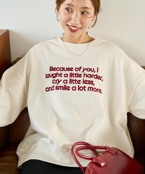 FREAK'S STORE（フリークスストア）の「限定展開　フロッキー ロゴ プリント 裏毛 スウェット（スウェット・レディース・ブラック/ナチュラル/ダークブラウン/ブルー/グレー・ﾌﾘ-）」の17枚目の写真