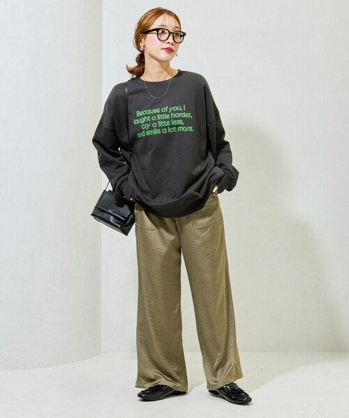 FREAK'S STORE（フリークスストア）の「限定展開　フロッキー ロゴ プリント 裏毛 スウェット（スウェット・レディース・ブラック/ナチュラル/ダークブラウン/ブルー/グレー・ﾌﾘ-）」の21枚目の写真