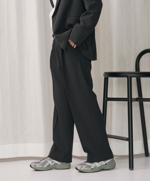 セール】ポリエステルブレンド バックゴムストレートパンツ