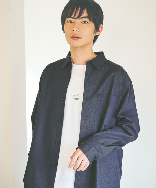 GLOBAL WORK（グローバルワーク）の「アーバンデニムシャツ/452310（シャツ/ブラウス・メンズ・ブラウン/ネイビー・SMALL/MEDIUM/LARGE/X-LARGE）」の14枚目の写真