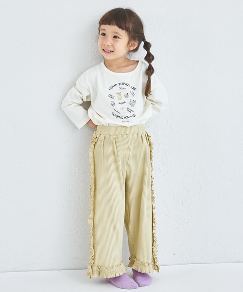 (R)ibon.様 リブコットン100】 サイド フリル リブ パンツ（その他パンツ