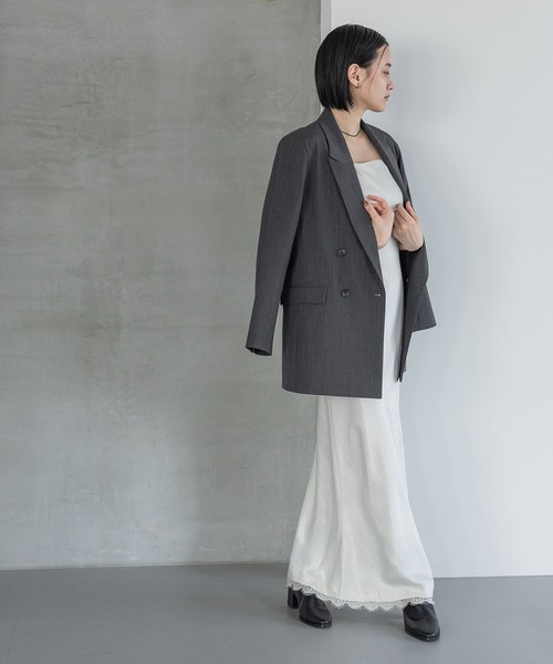 A part by（アパートバイ）の「【セットアップ対応】ハンサムダブルジャケット（テーラードジャケット・レディース・チャコールグレー/ベージュ系その他・MEDIUM/LARGE）」の4枚目の写真