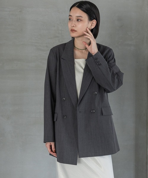 A part by（アパートバイ）の「【セットアップ対応】ハンサムダブルジャケット（テーラードジャケット・レディース・チャコールグレー/ベージュ系その他・MEDIUM/LARGE）」の5枚目の写真