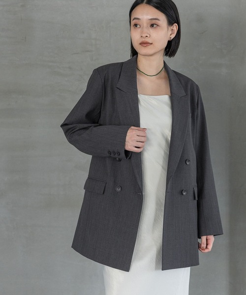 A part by（アパートバイ）の「【セットアップ対応】ハンサムダブルジャケット（テーラードジャケット・レディース・チャコールグレー/ベージュ系その他・MEDIUM/LARGE）」の7枚目の写真