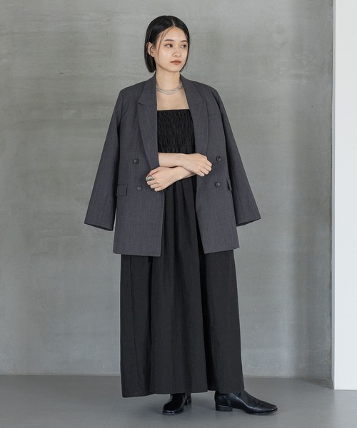 A part by（アパートバイ）の「【セットアップ対応】ハンサムダブルジャケット（テーラードジャケット・レディース・チャコールグレー/ベージュ系その他・MEDIUM/LARGE）」の8枚目の写真