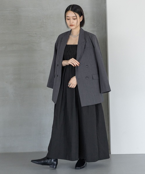 A part by（アパートバイ）の「【セットアップ対応】ハンサムダブルジャケット（テーラードジャケット・レディース・チャコールグレー/ベージュ系その他・MEDIUM/LARGE）」の9枚目の写真