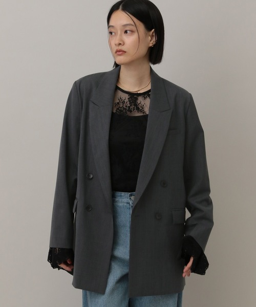 A part by（アパートバイ）の「【セットアップ対応】ハンサムダブルジャケット（テーラードジャケット・レディース・チャコールグレー/ベージュ系その他・MEDIUM/LARGE）」の19枚目の写真