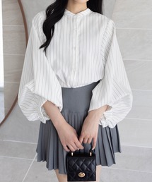 CLEAR BASIC（クリアベーシック）の「ストライプ柄マルチスリーブ長袖ブラウス[オフィスカジュアル 着回し抜群 大人]（シャツ/ブラウス）」