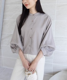 CLEAR BASIC | ストライプ柄マルチスリーブ長袖ブラウス[オフィスカジュアル 着回し抜群 大人]≪AW新作≫(シャツ/ブラウス)