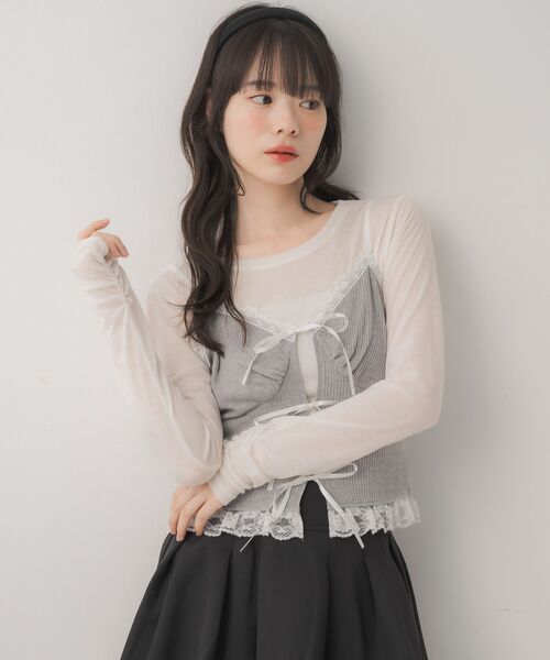 ems excite(エムズエキサイト)の「リボンビスチェ&インナーSET(Tシャツ/カットソー・レディース・ブラック/ダークグレー/ブラウン・FREE)」の8枚目の写真