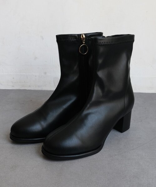 Chez toi（シェトワ）の「ゴールドリングストレッチショートブーツ（ブーツ・レディース・ブラウン/ブラック・MEDIUM/LARGE）」の3枚目の写真