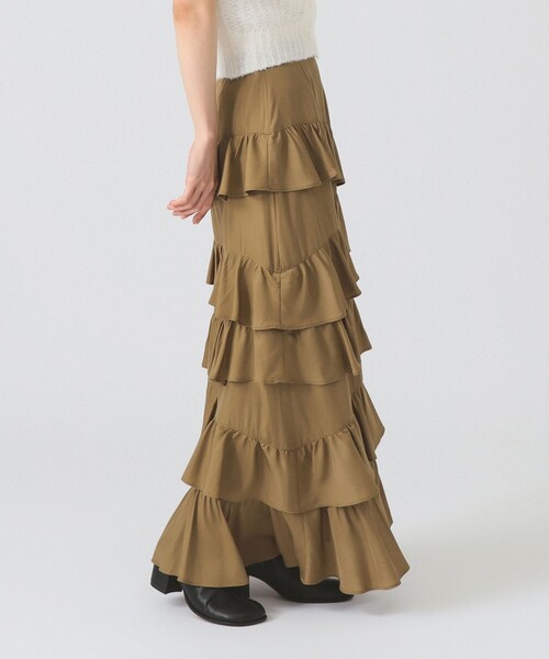 Ray BEAMS（レイビームス）の「アシンメトリー フリル ティアード スカート（スカート・レディース・ベージュ/ブラック・1/0）」の10枚目の写真