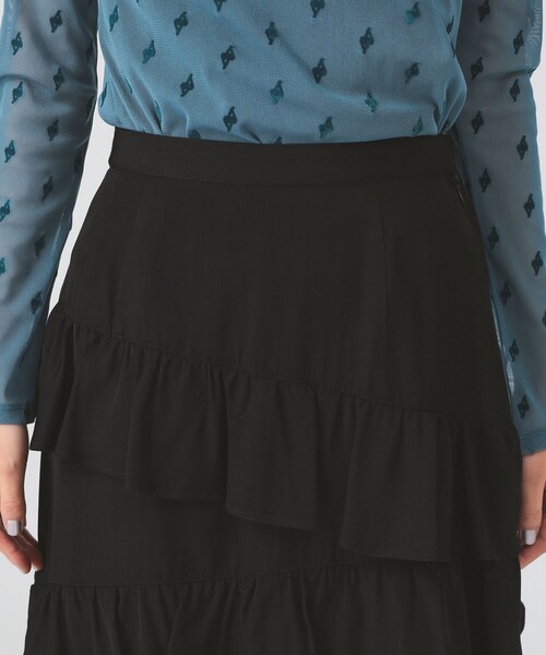 Ray BEAMS（レイビームス）の「アシンメトリー フリル ティアード スカート（スカート・レディース・ベージュ/ブラック・1/0）」の14枚目の写真