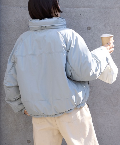 MONO-MART(モノマート)の「PENNEYS/ペニーズ 別注 <撥水/防風> THE FOX ロゴ ワンポイント刺繍 ドロスト 中綿モンスターブルゾン(ダウンジャケット/コート・レディース・ブラック/アイボリー/ライトカーキ/ベージュ・M/L)」の17枚目の写真