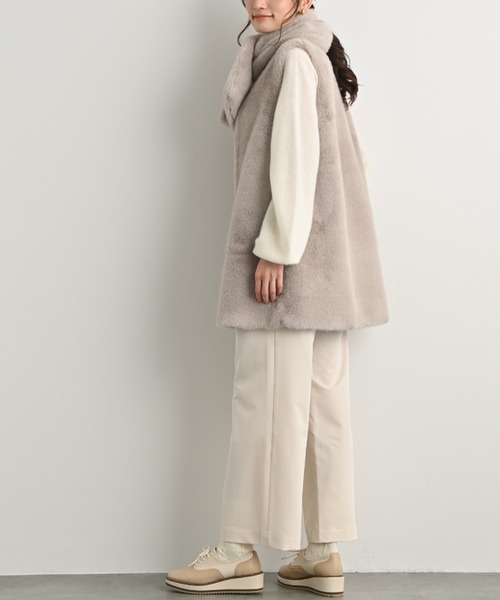 セール】ミンク調フェイクファーストール付きジレ｜ふんわり 軽やか