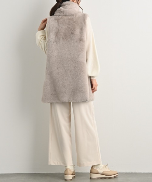 セール】ミンク調フェイクファーストール付きジレ｜ふんわり 軽やか