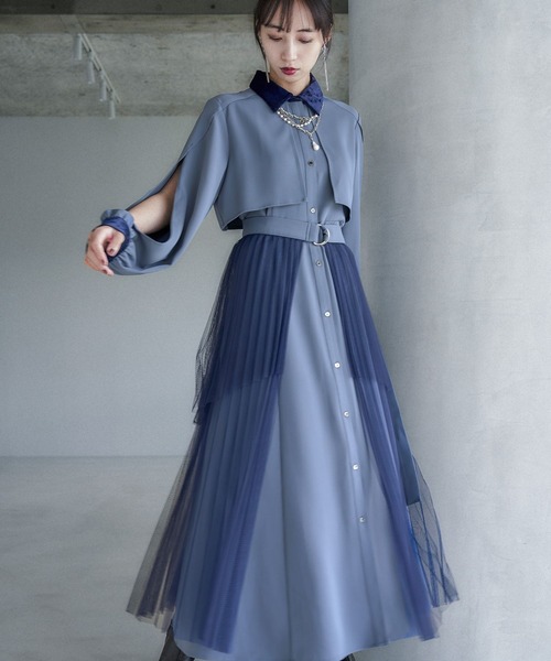 HARE ハレ 2P シアープリーツスカート付きワンピース HARE（ハレ）の「2Pシアープリーツスカートツキワンピース(HARE