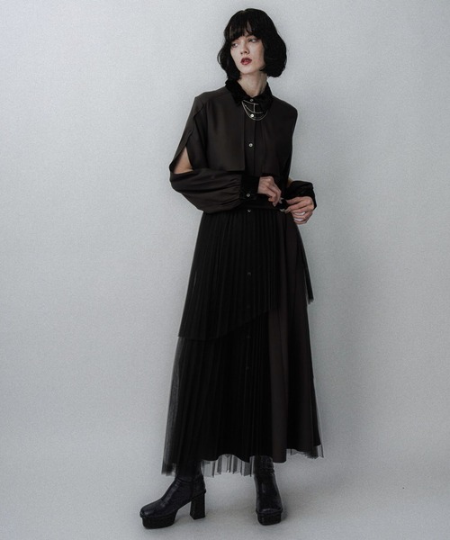 HARE ハレ サスツキ　チュールスカート ワンピース　ブラック シースルー HARE（ハレ）の「2Pシアープリーツスカートツキワンピース(HARE