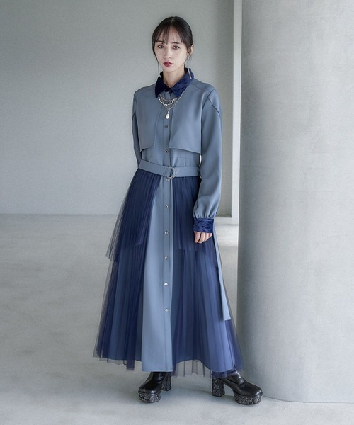 HARE シアーガラキリカエワンピース ブルー シアーガラキリカエワンピース HARE シアーガラキリカエワンピース