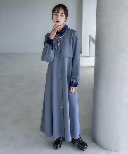 HARE（ハレ）の「2Pシアープリーツスカートツキワンピース(HARE)（ワンピース・レディース・ブルー/ブラック・FREE）」の9枚目の写真