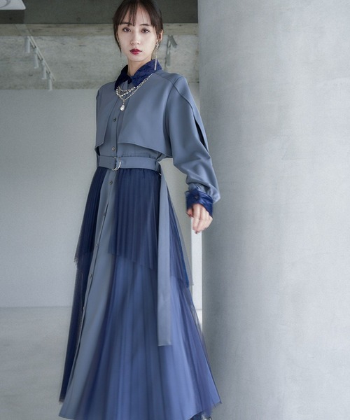 HARE（ハレ）の「2Pシアープリーツスカートツキワンピース(HARE)（ワンピース・レディース・ブルー/ブラック・FREE）」の17枚目の写真